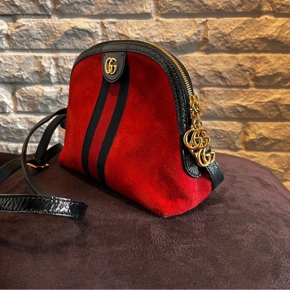 Gucci Vintage Red Suede – Small Ophidia Dome Crossbody Bag - Picture 14 of 17